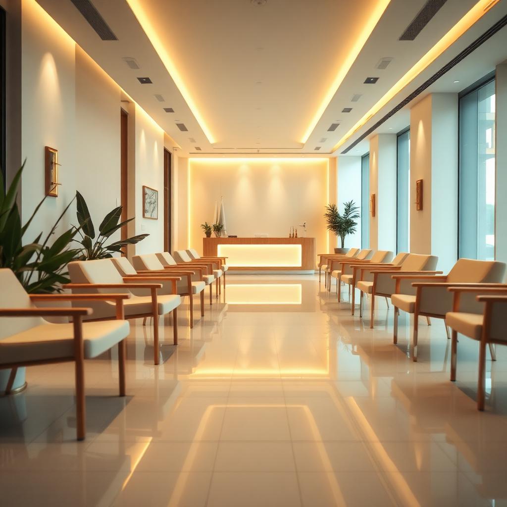 Sala de espera de clínica com padrão de limpeza e ambiente cuidado